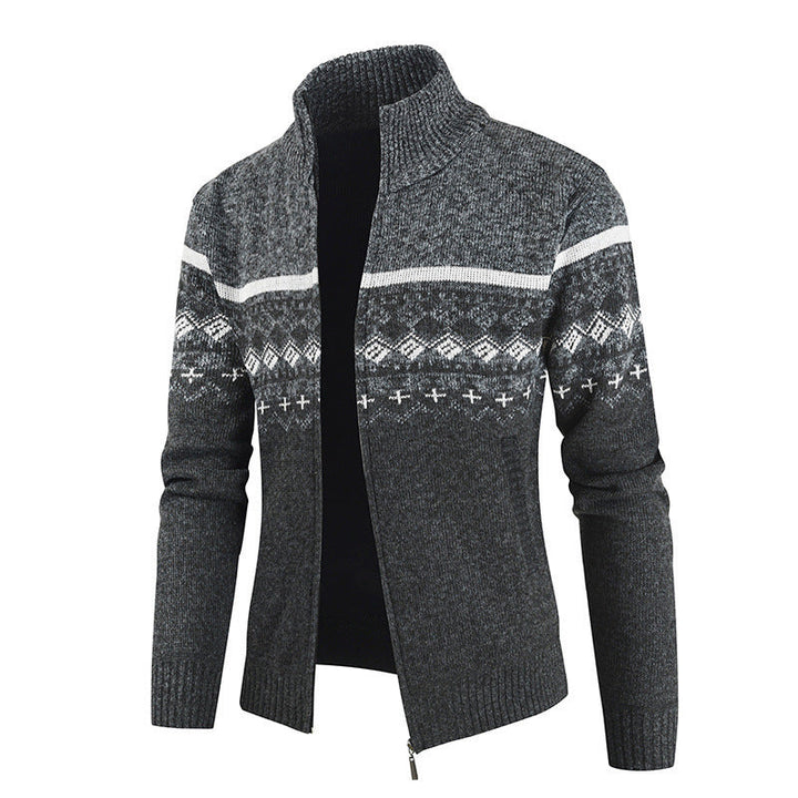 Milan gebreid vest met wintermotief, voorkant donkergrijs
