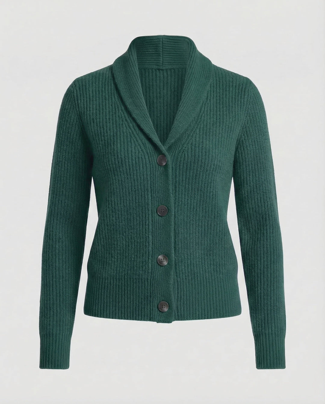 Nora sjaalkraag cardigan in groen, productfoto