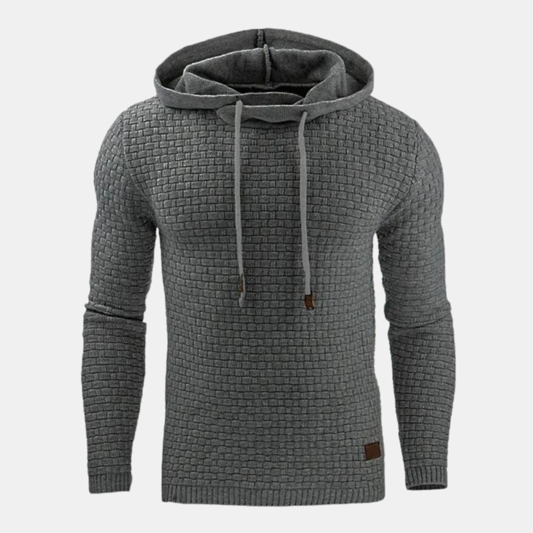 Victor grijze vintage patroon capuchon hoodie, vooraanzicht