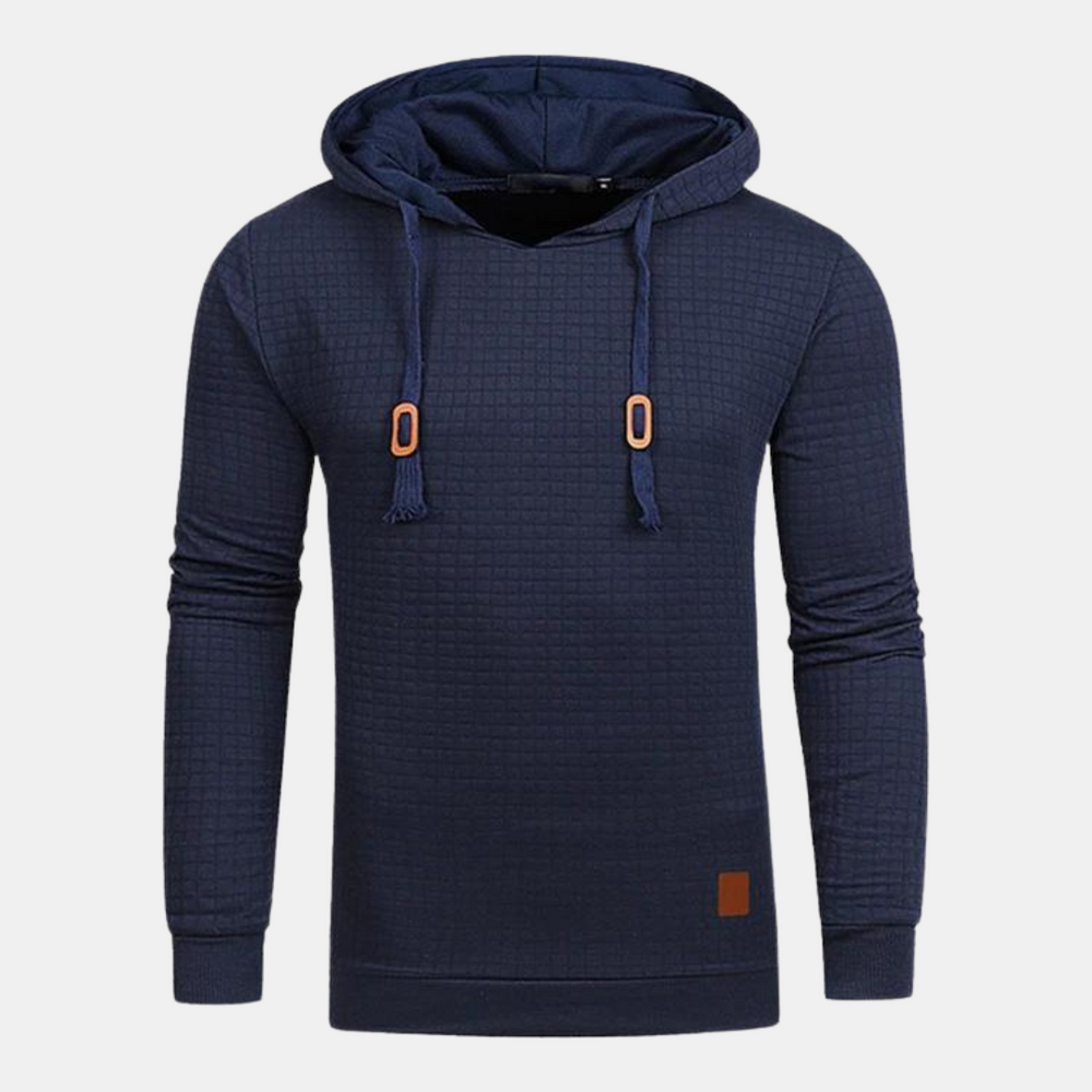 Victor marineblauwe gebreide capuchon hoodie met koorden
