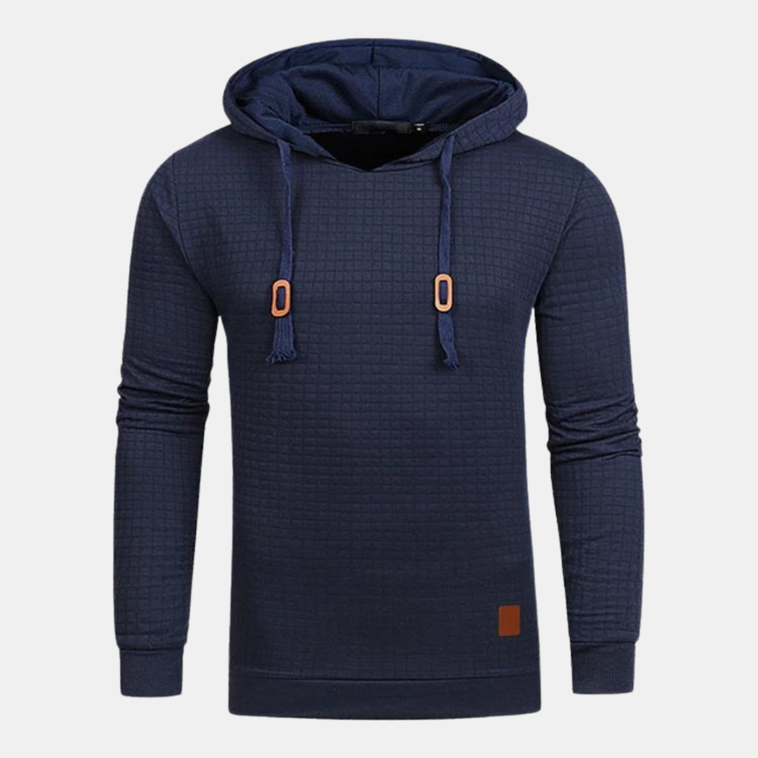 Victor marineblauwe gebreide capuchon hoodie met koorden